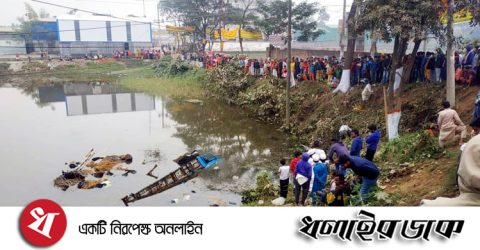 ছাগলভর্তি ট্রাক পুকুরে, ব্যাপারী-হেলপারের মৃত্যু