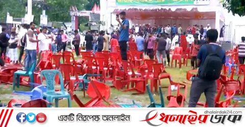 গোপালগঞ্জে এনসিপির সমাবেশ মঞ্চে নিষিদ্ধ ছাত্রলীগের হামলা