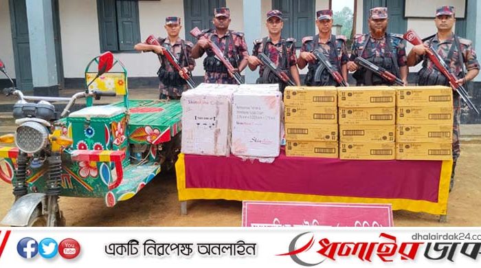 সীমান্তে বিজিবির অভিযানে বিপুল পরিমাণ ভারতীয় কসমেটিকস জব্দ